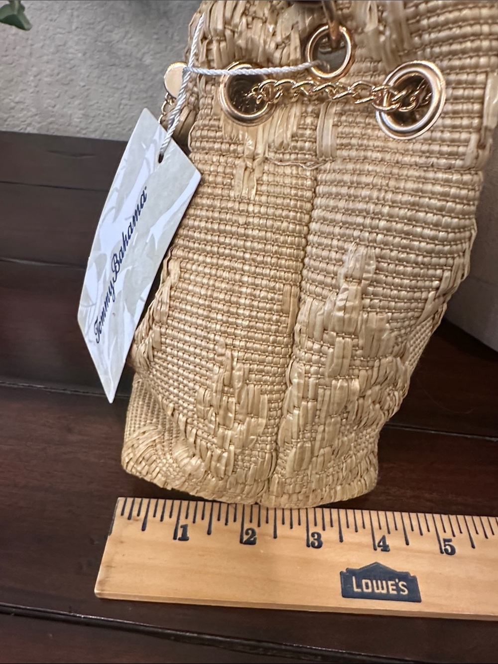 Tommy Bahama Natural Straw Hobo with Bamboo Handle and Gold Tassel - Picture 9 of 9